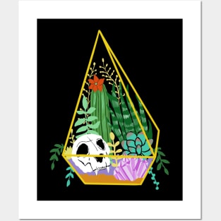 Pastel Goth Terrarium, Crystals, Skull & Succulents Posters and Art